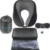 Proglobe Travel Blanket Luxury Travel Set - Ergonomic Airplane Neck Pillow 100% Pure Memory Foam and Super Soft Fleece Blanket - Premium 3D Sleep Mask & Earplugs - Ultimate 4-in-1 Travel Kit Black - Image 4