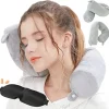 Lucear Twist Memory Foam Travel Pillow Neck Pillows Travel Accessories Traveling on Airplane, Bus, Train at Home(Grey Memory Foam) - Image 2
